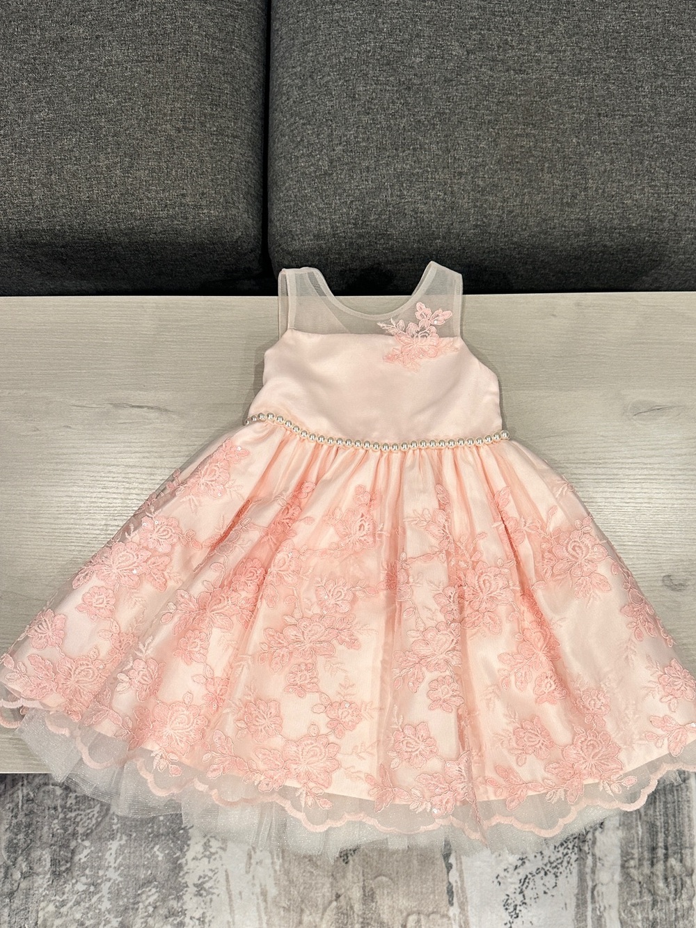American Princess Light Pink Floral Lace Tulle Dress